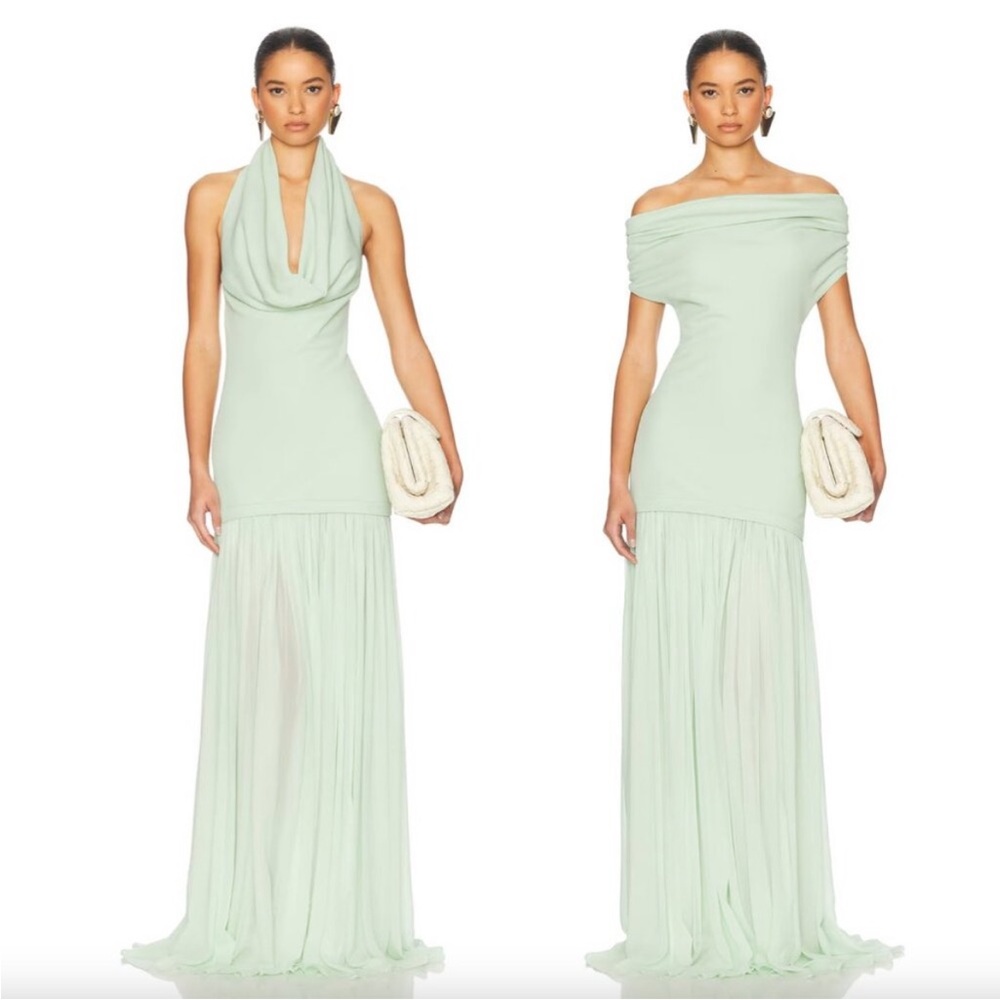 Elegant Mint Maxi Dress with Convertible Neckline